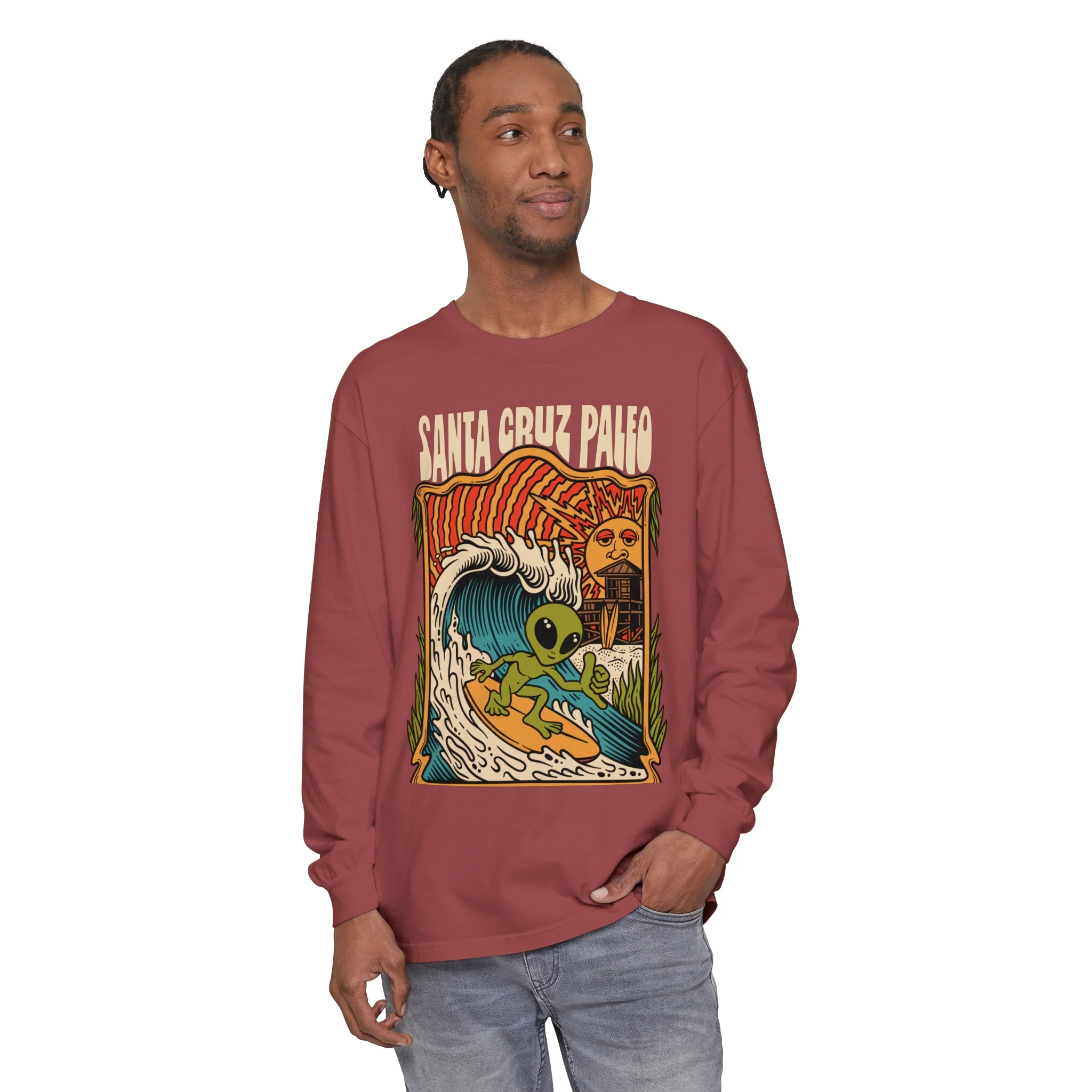 Alien Surfing Santa Cruz Paleo 100% Cotton baggy long sleeve - Image 5
