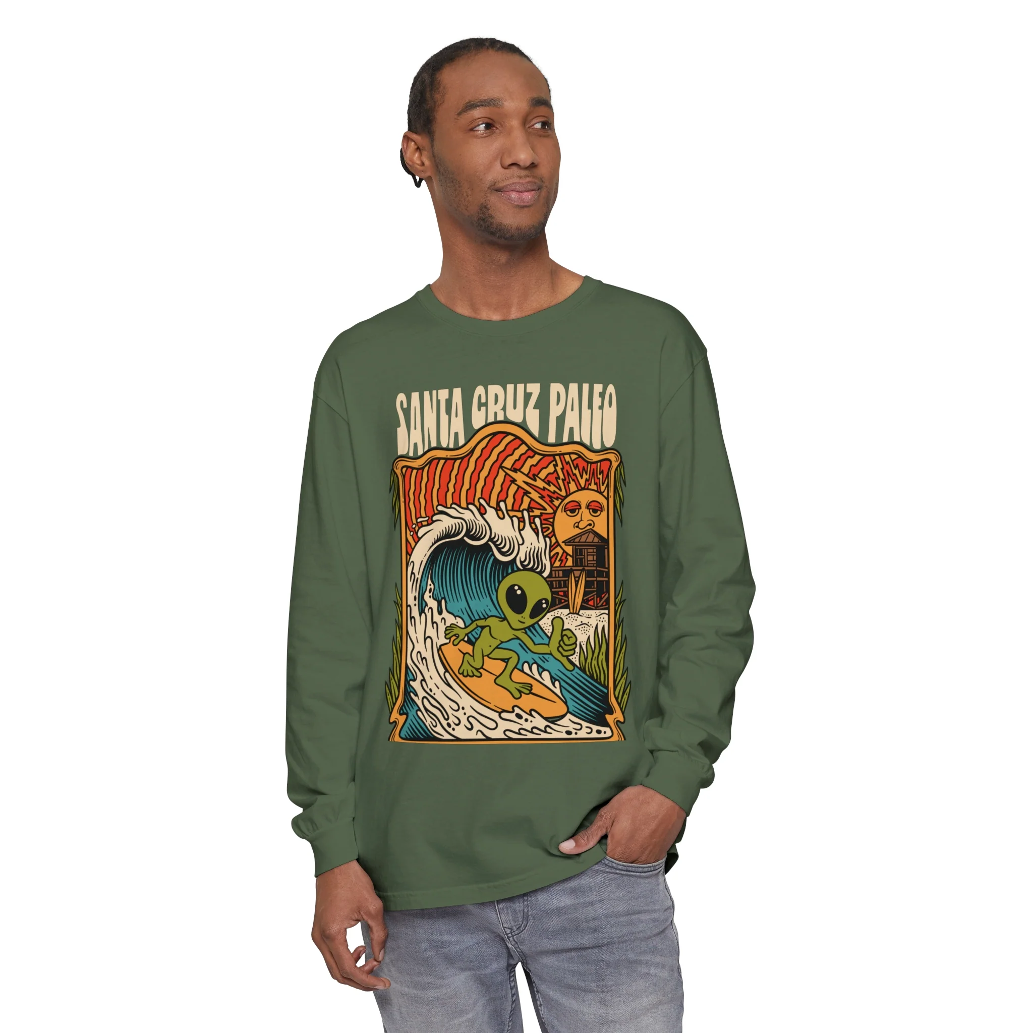 Alien Surfing Santa Cruz Paleo 100% Cotton baggy long sleeve - Image 8