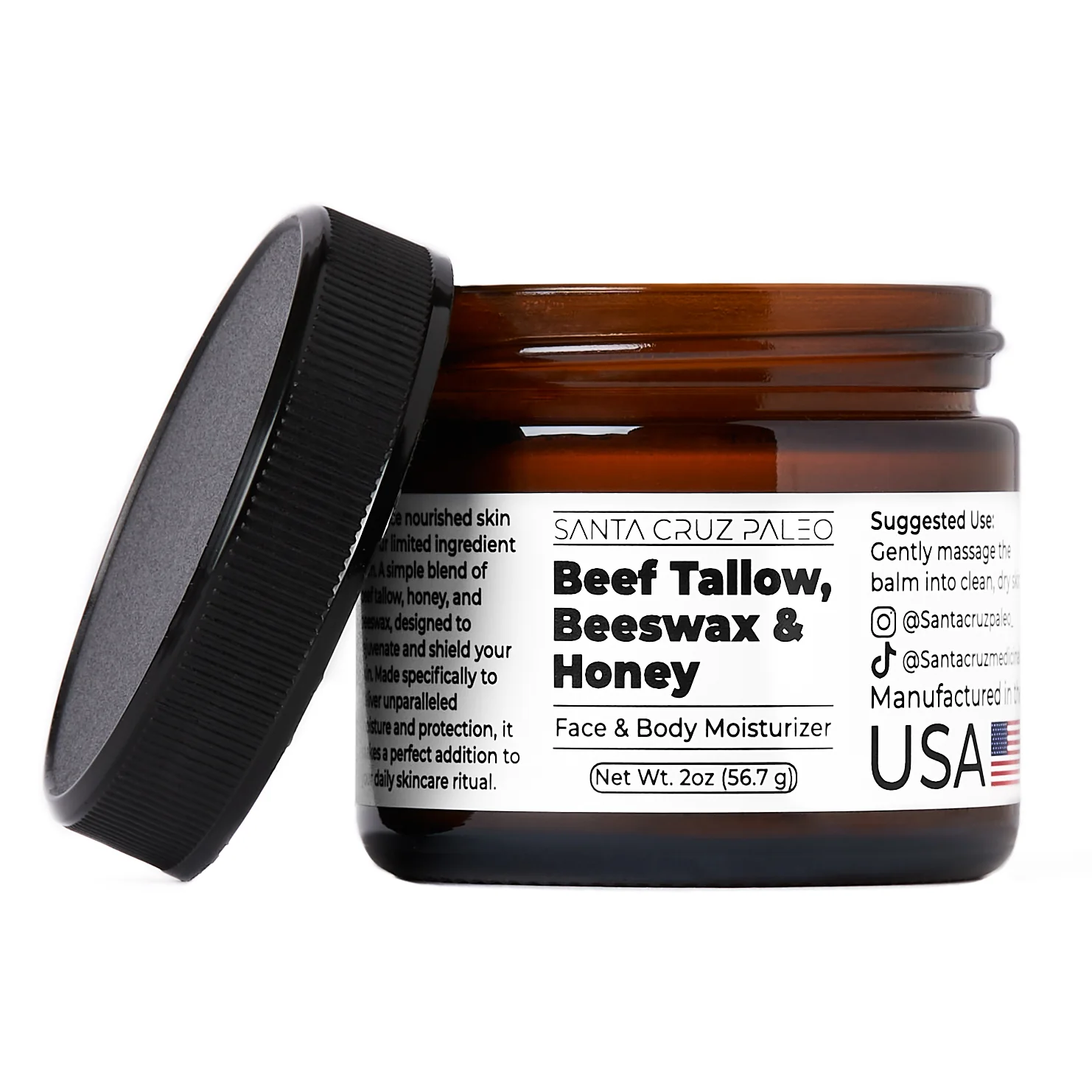 Santa Cruz Paleo Beef Tallow Beeswax and Honey Moisturizer - Image 3