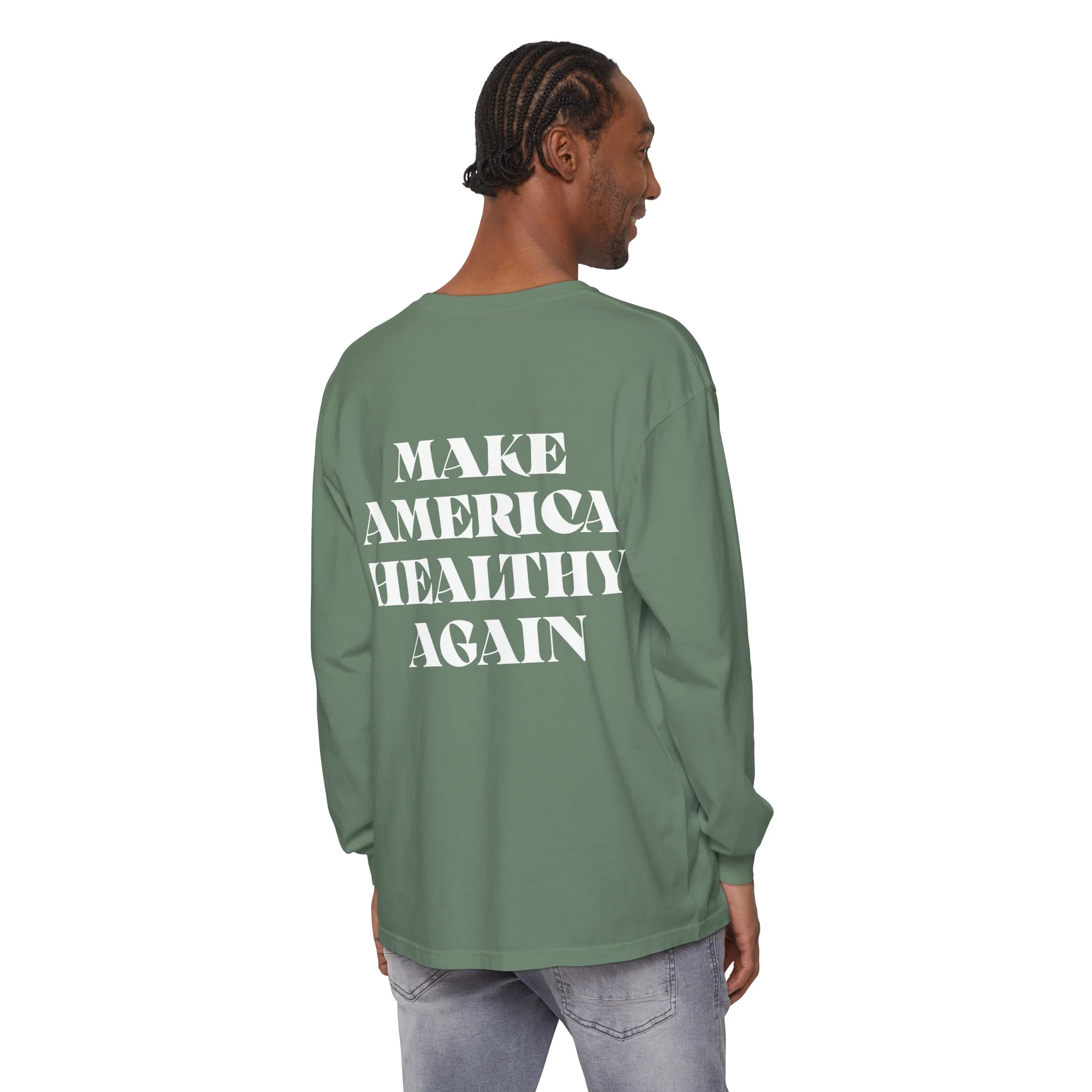 Long Sleeve Make America Healthy Cotton T-Shirt Baggy Vibes - Image 11
