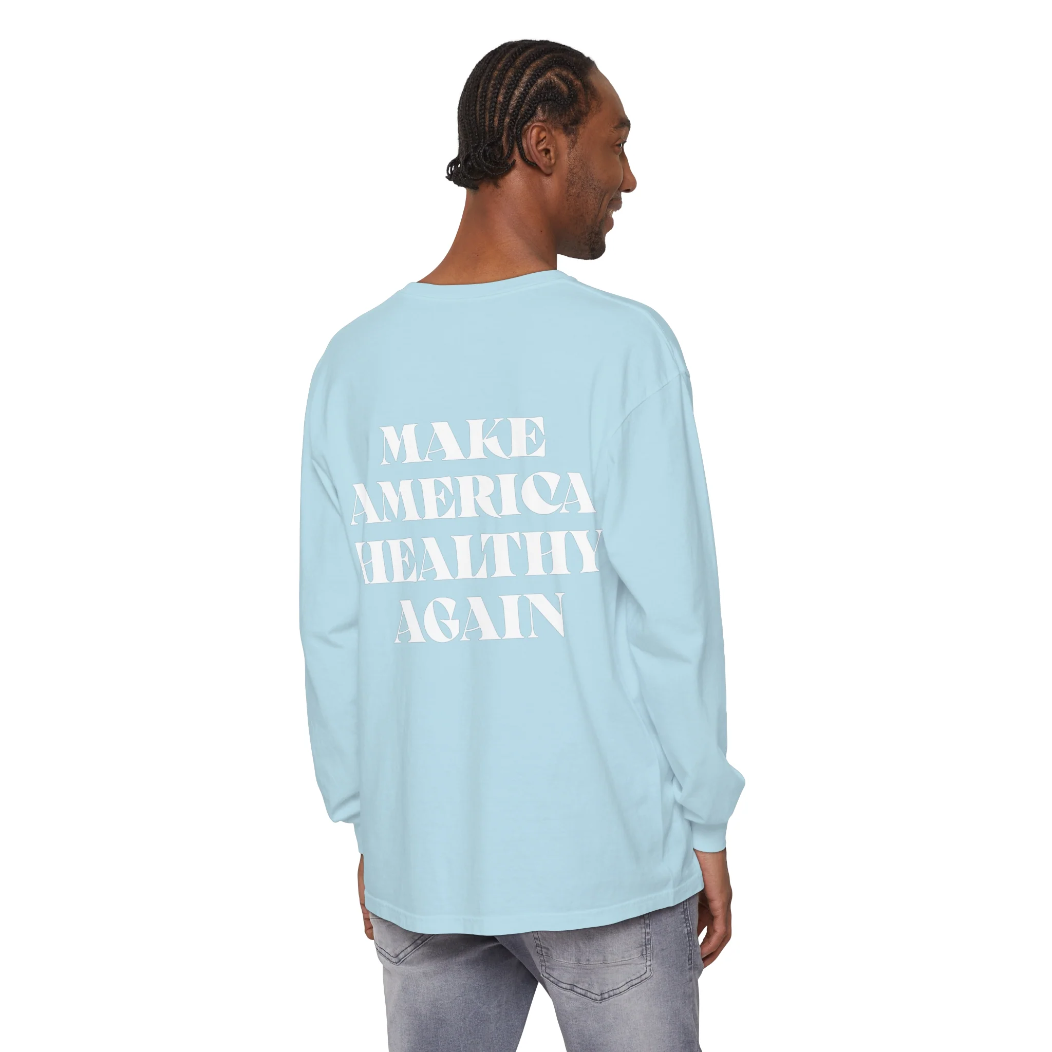 Long Sleeve Make America Healthy Cotton T-Shirt Baggy Vibes - Image 14
