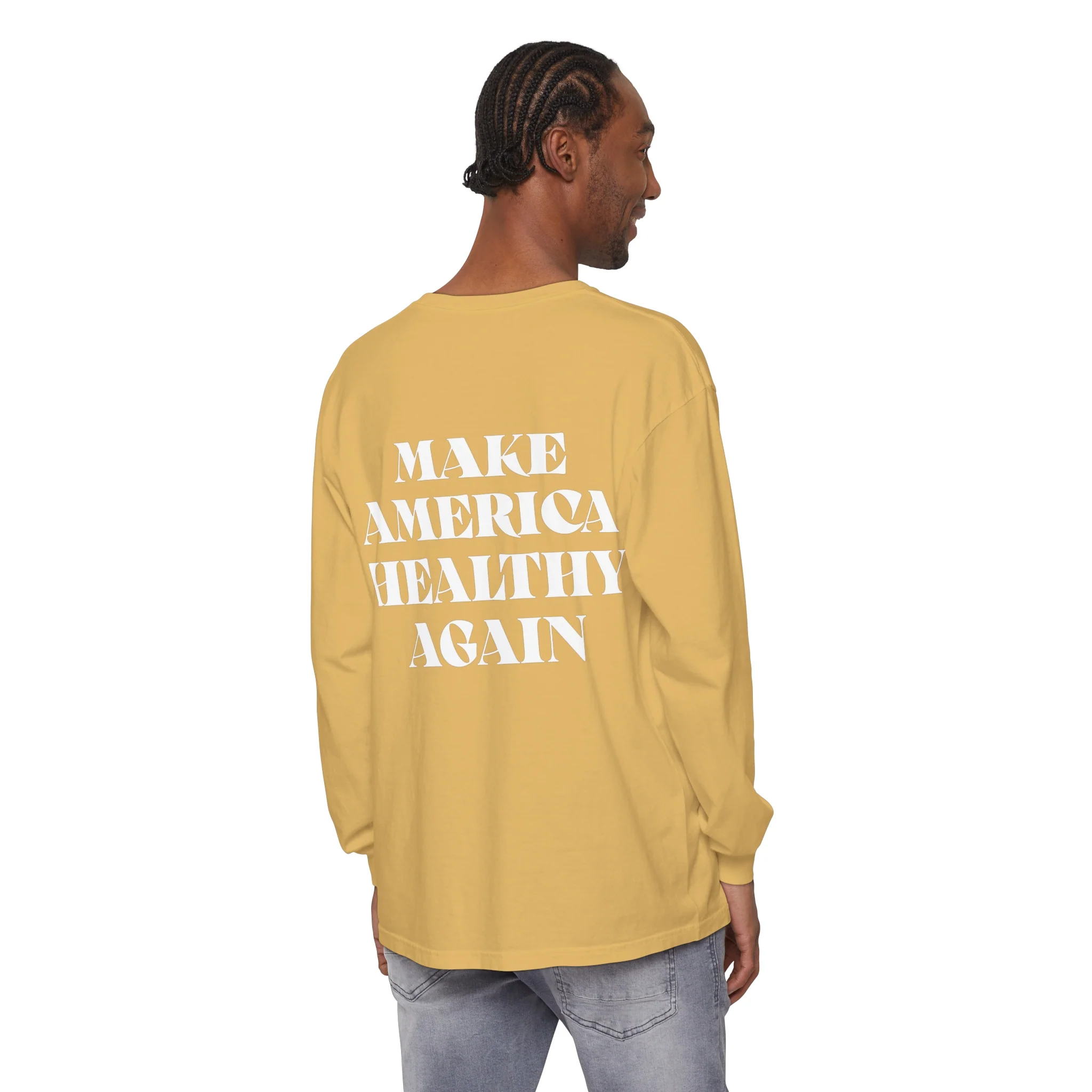 Long Sleeve Make America Healthy Cotton T-Shirt Baggy Vibes - Image 20