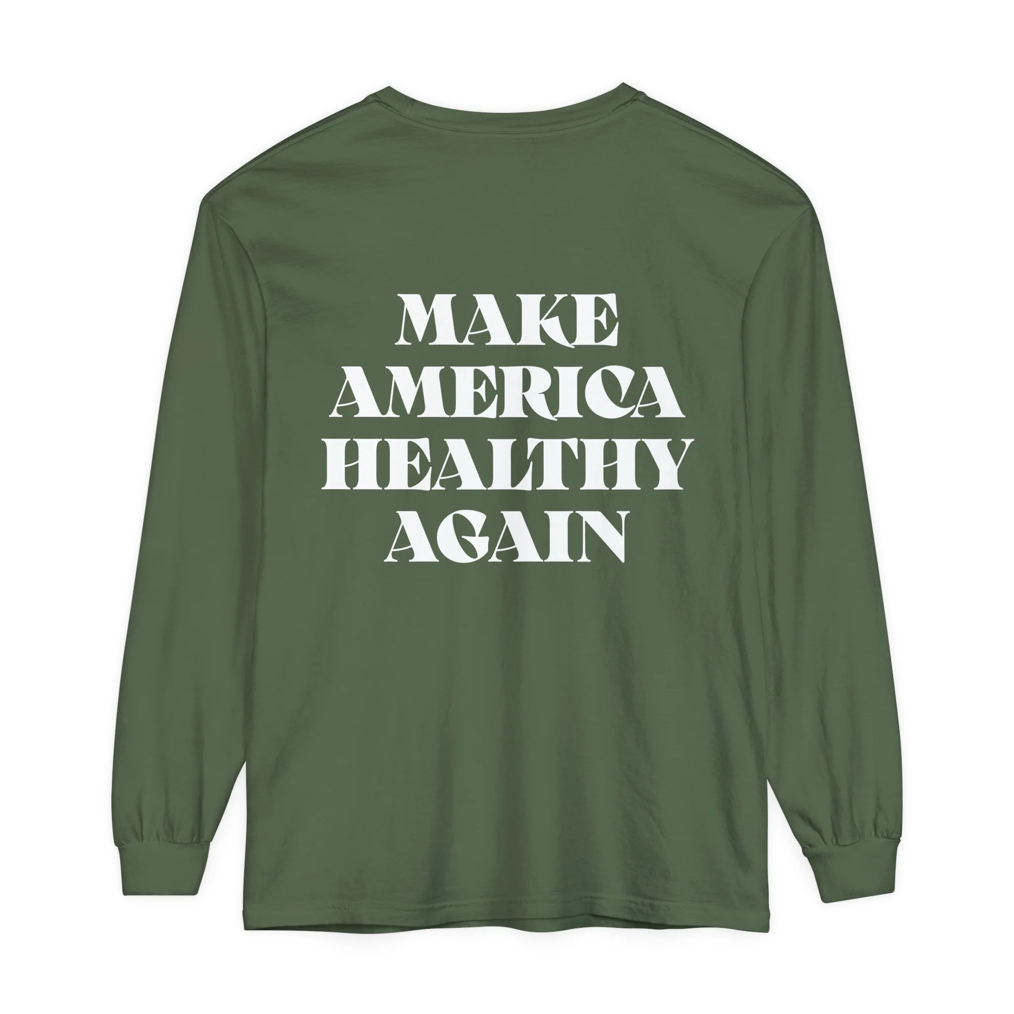 Long Sleeve Make America Healthy Cotton T-Shirt Baggy Vibes - Image 7