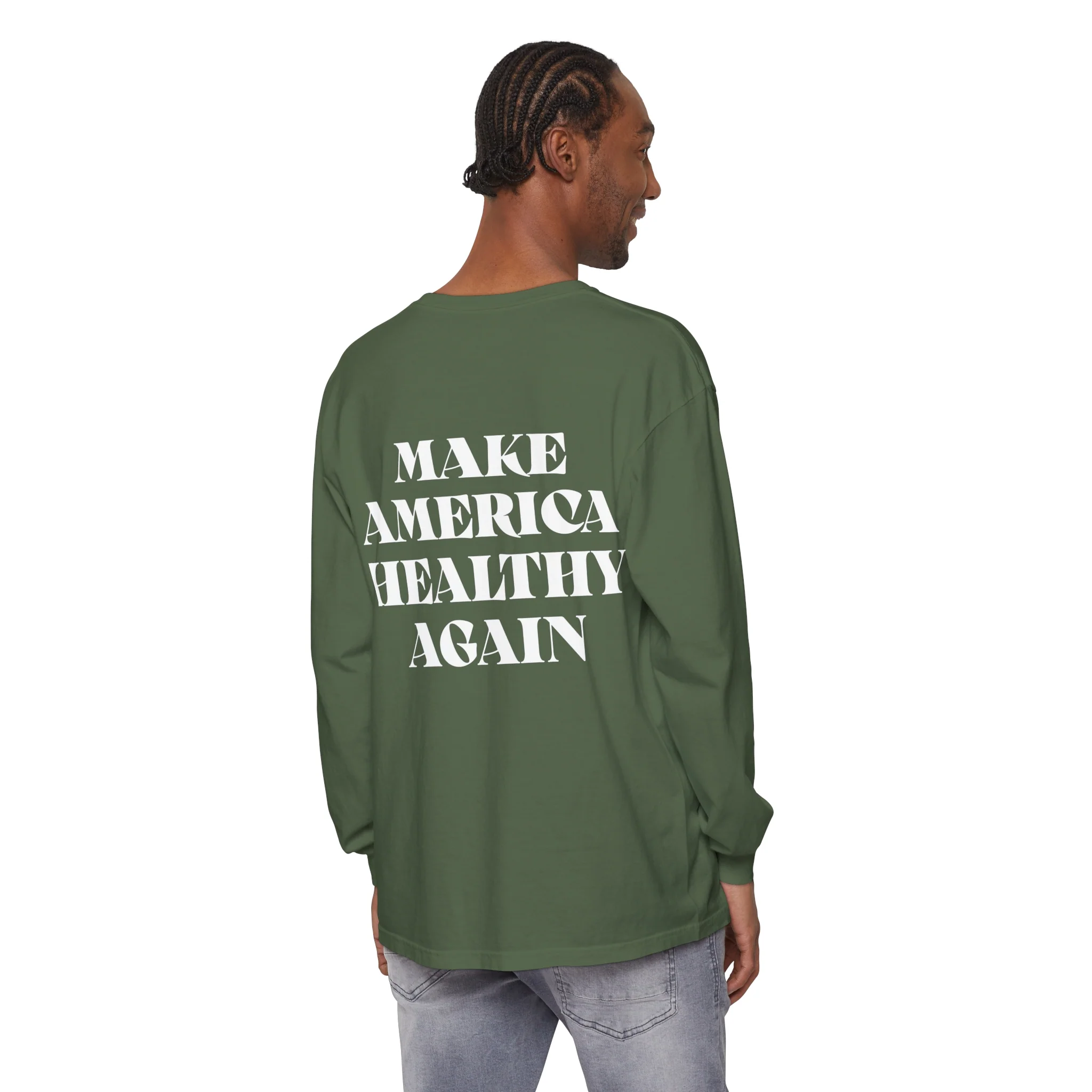 Long Sleeve Make America Healthy Cotton T-Shirt Baggy Vibes - Image 8